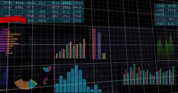 Animación Del Procesamiento Estadístico Datos Través Red Red Sobre Fondo — Vídeos de Stock