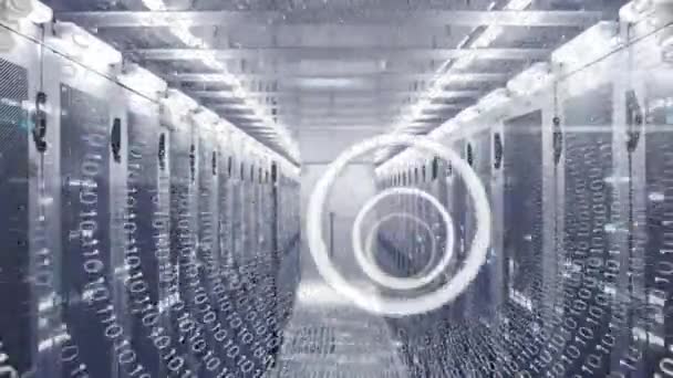 Animace Kruhových Tvarů Binárního Kódování Hladkém Vzoru Proti Počítačové Serverové — Stock video