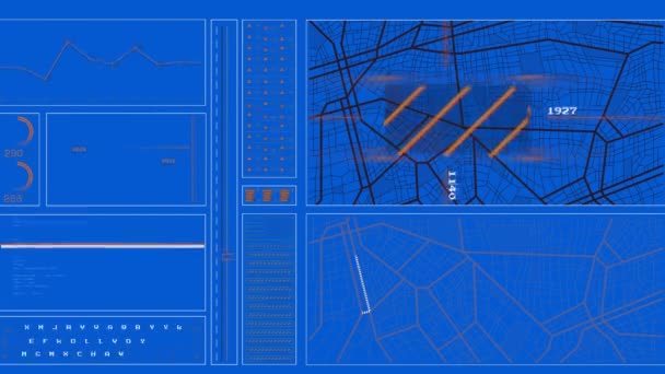 Animation Interface Data Processing Blue Background Computer Interface Business Technology — Vídeo de Stock