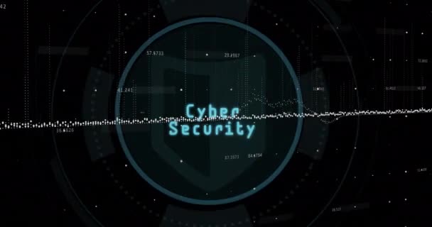 Animación Gráficos Datos Sobre Texto Seguridad Cibernética Icono Firewall Contra — Vídeos de Stock