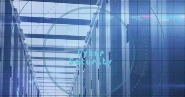 Animace Kybernetického Zabezpečovacího Textu Ikonou Bezpečnostního Zámku Zpracování Dat Proti — Stock video