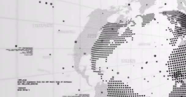 Animație Glob Filare Schimbarea Numerelor Prelucrarea Datelor Statistice Fundal Gri — Videoclip de stoc