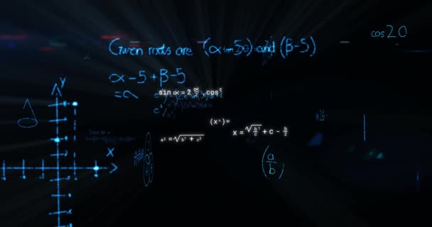 Animação Equações Matemáticas Sobre Fundo Preto Educação Aprendizagem Conhecimento Ciência — Vídeo de Stock