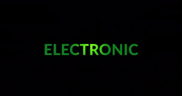Animacja Tekstu Elektronicznego Neonowych Ścieżkach Świetlnych Czarnym Tle Globalna Scena — Wideo stockowe