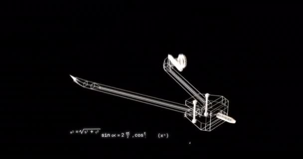 黒の背景に数学方程式の上にコンパスアイコンのアニメーション デジタルインターフェイスの概念はデジタルで生成されたビデオ — ストック動画