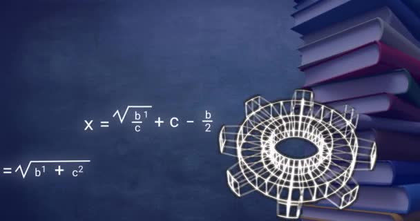 Animação Ícones Equações Matemáticas Sobre Livros Sobre Fundo Cinza Educação — Vídeo de Stock