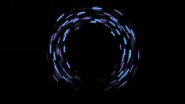 Animation Blauer Leuchtspuren Und Formen Auf Schwarzem Hintergrund Abstraktes Neon — Stockvideo