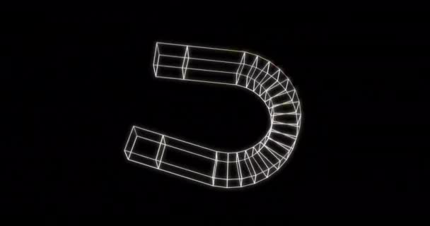 Animatie Van Het Magneetpictogram Zwarte Achtergrond Digitaal Gegenereerde Video Met — Stockvideo