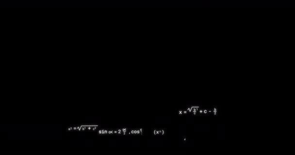 黒の背景に数学方程式上のアイコンのアニメーション デジタルインターフェイスの概念はデジタルで生成されたビデオ — ストック動画