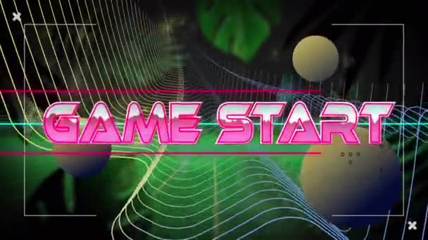 Animace Herního Textu Přes Neonové Tvary Tmavém Pozadí Globální Videohry — Stock video