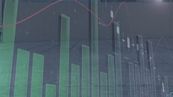 Animazione Dell Elaborazione Dei Dati Finanziari Strade Trafficate Della Città — Video Stock