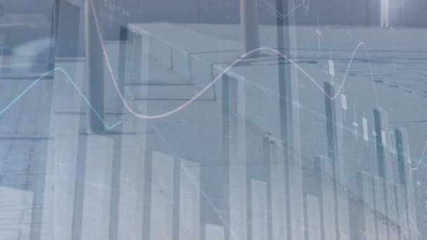 Animation Der Finanzdatenverarbeitung Über Viel Befahrene Stadtstraßen Globales Geschäfts Finanz — Stockvideo