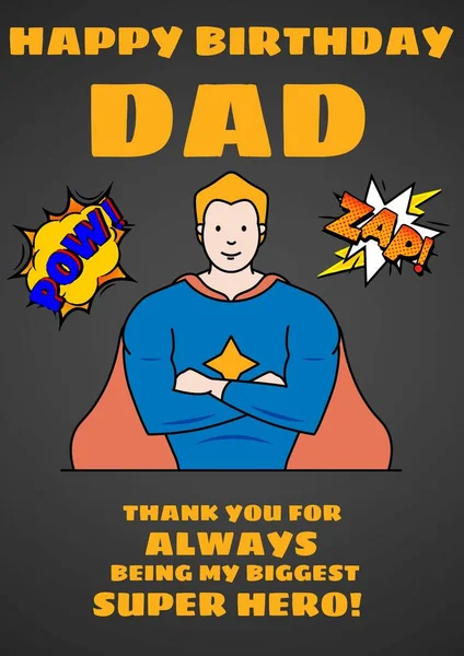 Composition Happy Birthday Dad Text Superhero Caucasian Father Happy Birthday — Stock Photo, Image