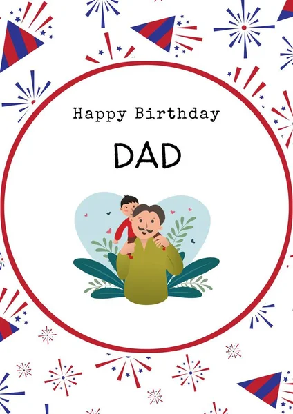 Összetétele Boldog Születésnapi Apa Sms Felett Kaukázusi Apa Fiával Boldog — Stock Fotó