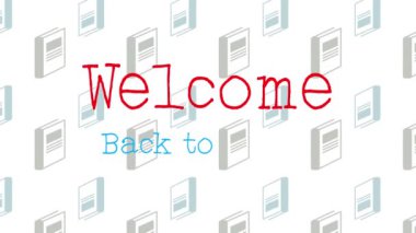 Okul simgeleri üzerinden okula dönüş metninin animasyonu. Eğitim, öğrenim ve okul kavramı dijital olarak oluşturulmuş video.