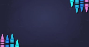 Çok renkli pastel boyaların üzerine büyük indirimli metin animasyonu. Eğitim, okul ve öğrenim konsepti dijital olarak oluşturulmuş video.