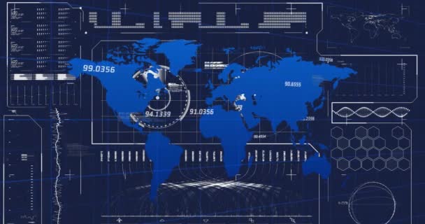 Animation Financial Data Processing World Map Global Business Finances Computing — 图库视频影像