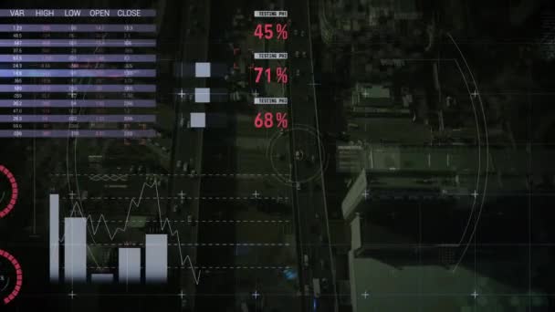 Анимация Статистики Обработки Финансовых Данных Через Компьютерные Серверы Глобальный Бизнес — стоковое видео