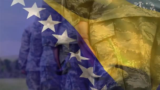 Animazione Bandiera Della Bosnia Erzegovina Diversi Soldati Patriottismo Nazionale Forze — Video Stock