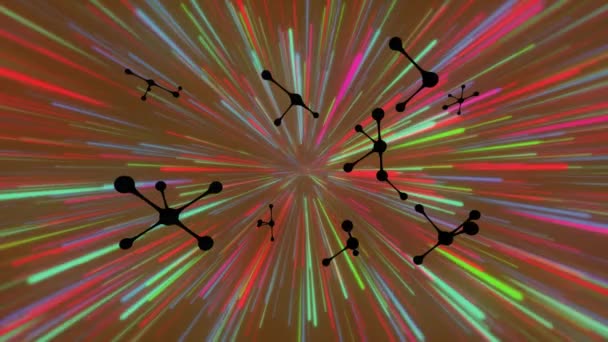 Анимация Черных Молекул Светлом Фоне Глобальная Наука Связи Вычислительная Техника — стоковое видео