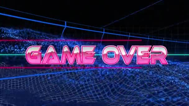 Animasi Game Text Neon Lines Dan Jaringan Jalur Cahaya Global — Stok Video