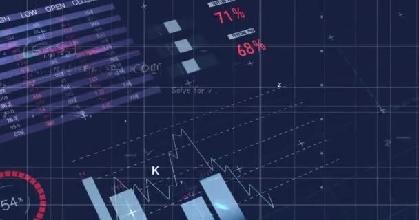 Animation Financial Data Processing Grid Global Business Finances Computing Data — Vídeos de Stock