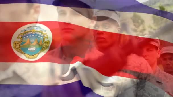 Animazione Della Bandiera Della Costa Rica Diversi Soldati Patriottismo Nazionale — Video Stock