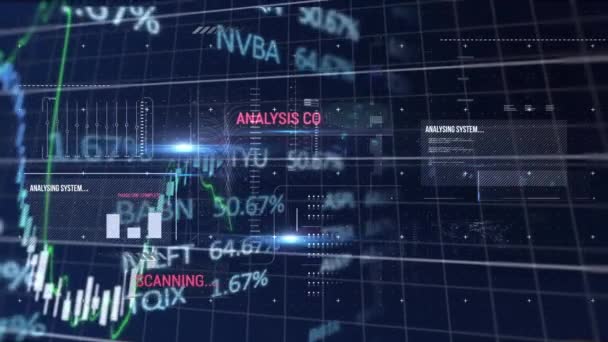 Animation Statistics Financial Data Processing Grid Global Business Finances Computing — Stock videók