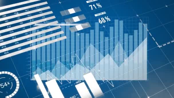 Animation Statistics Financial Data Processing Grid Global Business Finances Computing — Vídeos de Stock