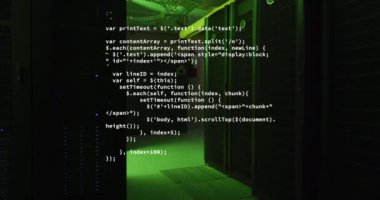 Animation of data processing over computer servers. Global computing and data processing concept digitally generated video.