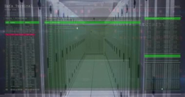 Animation of data processing over computer servers. Global computing and data processing concept digitally generated video.