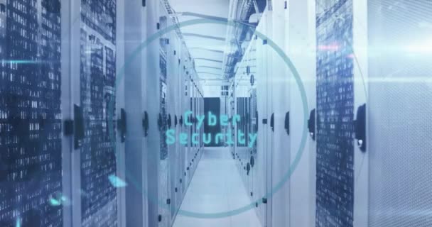 Animación Banner Texto Seguridad Cibernética Icono Candado Seguridad Contra Sala — Vídeos de Stock