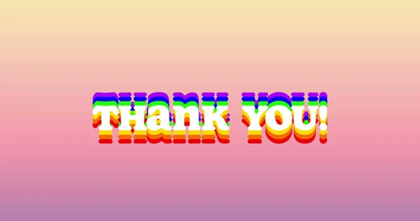 Composite Thank You Text Gradient Pink Yellow Background Global Social — Stock Photo, Image
