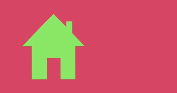 Composição Ícone Casa Verde Com Espaço Cópia Fundo Rosa Conceito — Fotografia de Stock