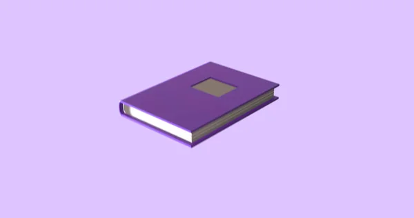 Зображення Фіолетової Книги Фіолетовому Тлі Навчання Освіта Концепція Школи Цифрове — стокове фото