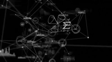 Şebeke üzerinde bağlantı ve veri işleme ağının animasyonu. Dijital olarak oluşturulmuş küresel bağlantılar, hesaplama ve veri işleme kavramı.