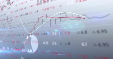 Gri arkaplandaki ışık noktalarıyla borsa veri işleme animasyonunun karşılaştırılması. Küresel ekonomi ve iş teknolojisi kavramı