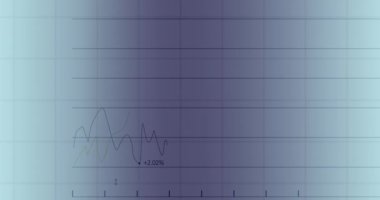 Mavi gradyan arkaplan üzerinde istatistiksel veri işleme animasyonu. Bilgisayar arayüzü ve iş veri teknolojisi kavramı