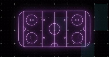 Spor alanında finansal veri işleme animasyonu. Küresel spor, rekabet, bilgisayar ve veri işleme kavramı dijital olarak oluşturulmuş video.