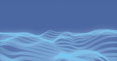 Mavi arkaplanda işlenen mavi veri dalgalarının animasyonu. Dijital olarak oluşturulmuş küresel bağlantılar, hesaplama ve veri işleme kavramı.