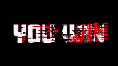 Senin animasyonun siyah arkaplana karşı metin afişi kazandı. Video oyunu arayüzü ve teknoloji kavramı