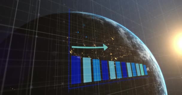 Animazione Statistiche Elaborazione Dati Tutto Mondo Concetto Globale Business Connessioni — Video Stock