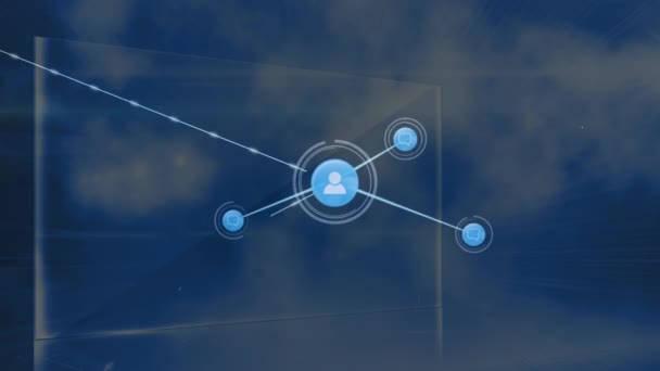 Animação Rede Conexões Com Ícones Pessoas Sobre Fundo Escuro Conexões — Vídeo de Stock