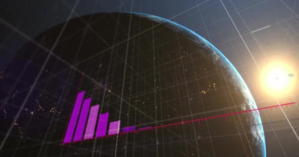 Animação Estatísticas Processamento Dados Todo Mundo Conceito Global Negócios Conexões — Vídeo de Stock