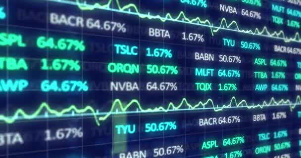 Animation Statistical Stock Market Data Processing Grid Network Blue Background — Stockvideo