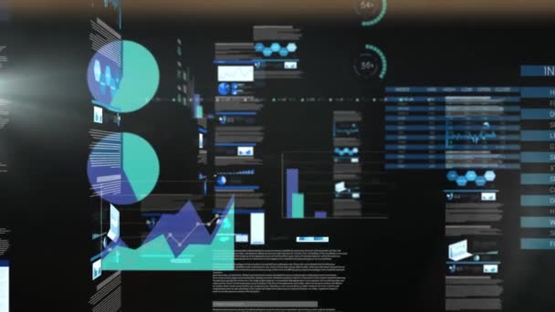 Animace Zpracování Finančních Údajů Tmavém Pozadí Globální Koncepce Podnikání Financí — Stock video