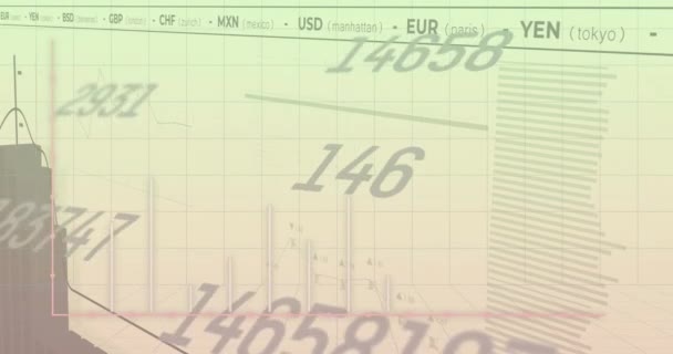 Değişen Numaraların Animasyonu Istatistiksel Borsa Veri Işleme Gradyan Arka Plan — Stok video