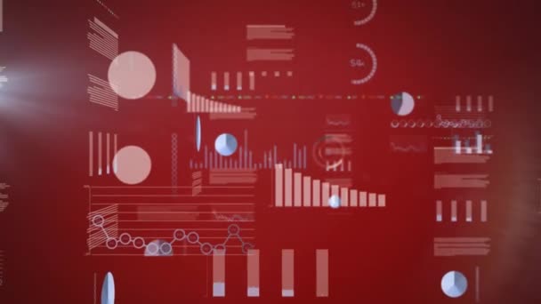 Κινούμενη Εικόνα Της Επεξεργασίας Χρηματοοικονομικών Δεδομένων Κόκκινο Φόντο Παγκόσμια Έννοια — Αρχείο Βίντεο