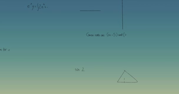 在绿色梯度背景下的数学方程 公式和图表的动画化 学校和教育概念 — 图库视频影像