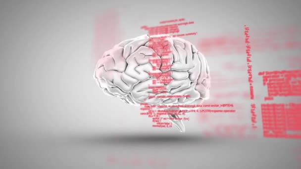 Animace Lidského Mozku Zpracování Dat Světelném Pozadí Globální Věda Výzkum — Stock video
